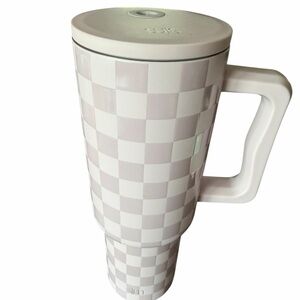 Checkered White Travel Mug
